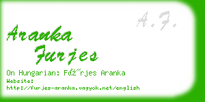 aranka furjes business card